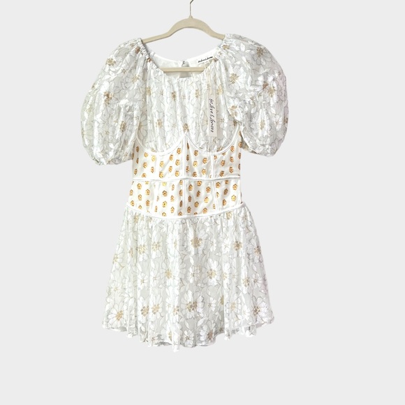 For Love and Lemons Lupita Lace Metallic Corset Bustier Mini Dress NWT Small - Picture 4 of 12